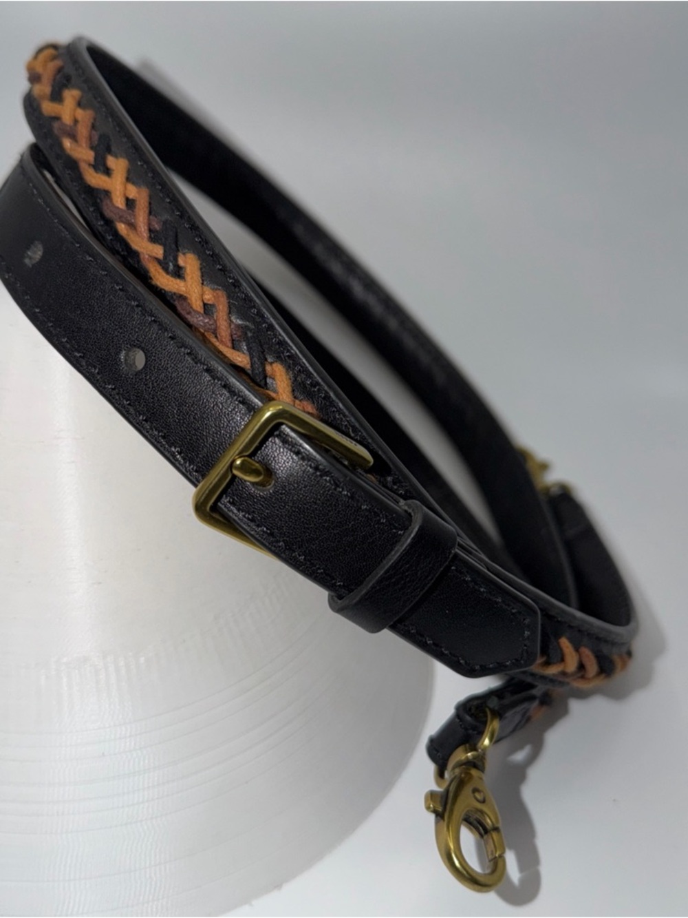 Fossil Braided BROWN LEATHER Crossbody Replacement Strap - Picture 3 of 15